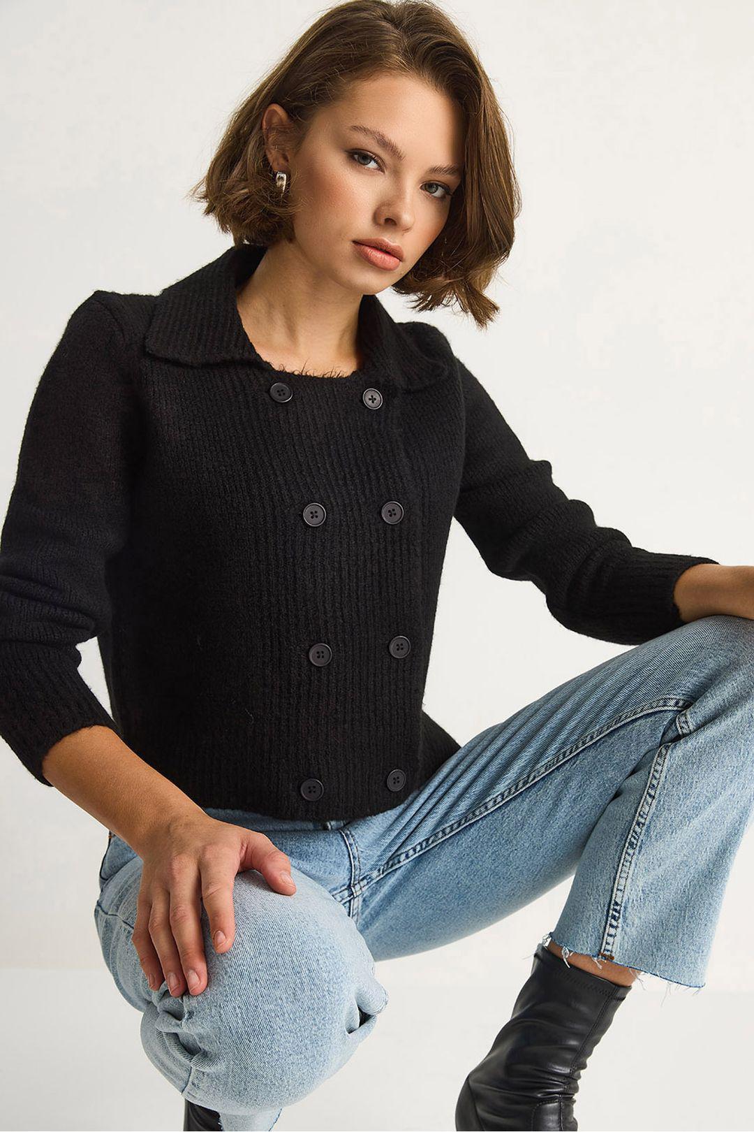 Geribbelde Trui Cardigan