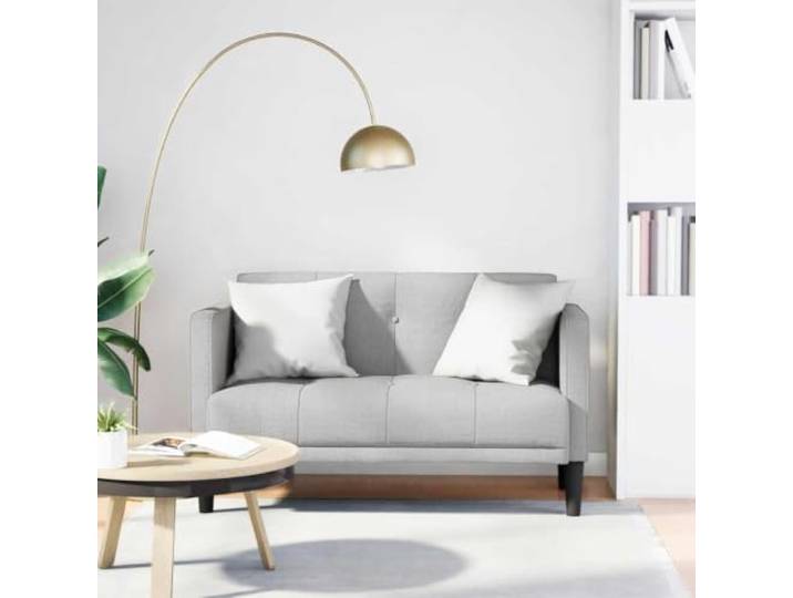 ZQQLVOO Zweisitzer-Sofa Stoff Wolkengrau 111 cm Polyesterbezug, Schaumstoff-Feder-Kombination, Sperrholzrahmen, Armlehnen aus Holz, Modernes Design