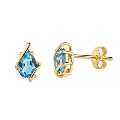 Paar Ohrstecker "375/- Gelbgold glanz Blautopas", gelb (gelb, blau), FASCINATION BY ELLEN K., Ohrringe, Damen, one-size, Gold