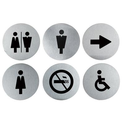 Securit® 6er-Set Piktogramme – Edelstahl-Schild – Damen, Herren, Unisex, Behindert, Pfeil, Rauchen verboten