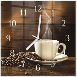 WANDUHR aus Glas 30x30 cm - Kaffee