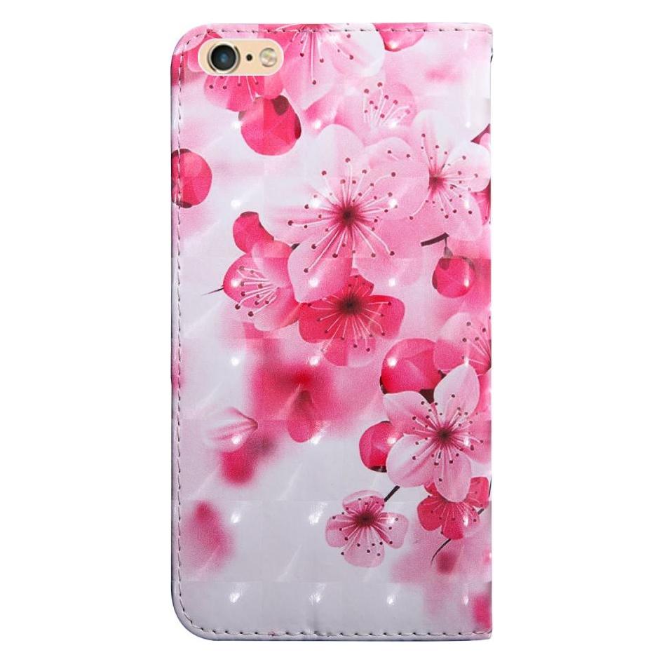 Cover-Discount iPhone SE / 8 / 7- Etui Ledertasche Pink Flower Glitzer Effekt (Apple iPhone 7, Apple iPhone 8) (101120878C)
