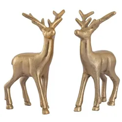 Amagohome Deko Figur Hirsch 2er Set Tischdekoration Tierfigur Metall Weihnachtsdeko Aluminium massiv : gold