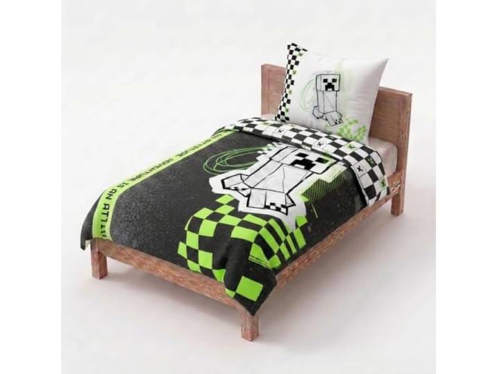 Jay Franco Minecraft Creeper Bettwäsche-Set – Superweiche Kinder-Bettwäsche mit Kissenbezug, NUR BETTBEZUG (Füllung Nicht enthalten), Grau, 2-teilig Einzelbett