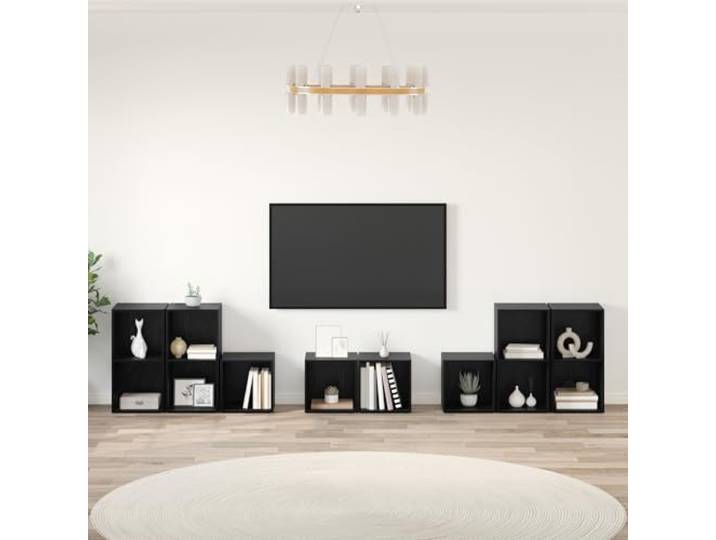 HEFZGDB TV-Schrank Set mit Regal und Speicher 8-teilig Schwarze Eiche Holzwerkstoff Modulares System Würfelregale Organizer Stauraumlösung Vielseitige Funktionalität