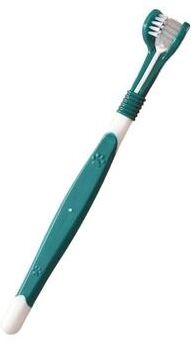Uplifted Goods Three Sided Toothbrush For Dogs And Cats dark Green