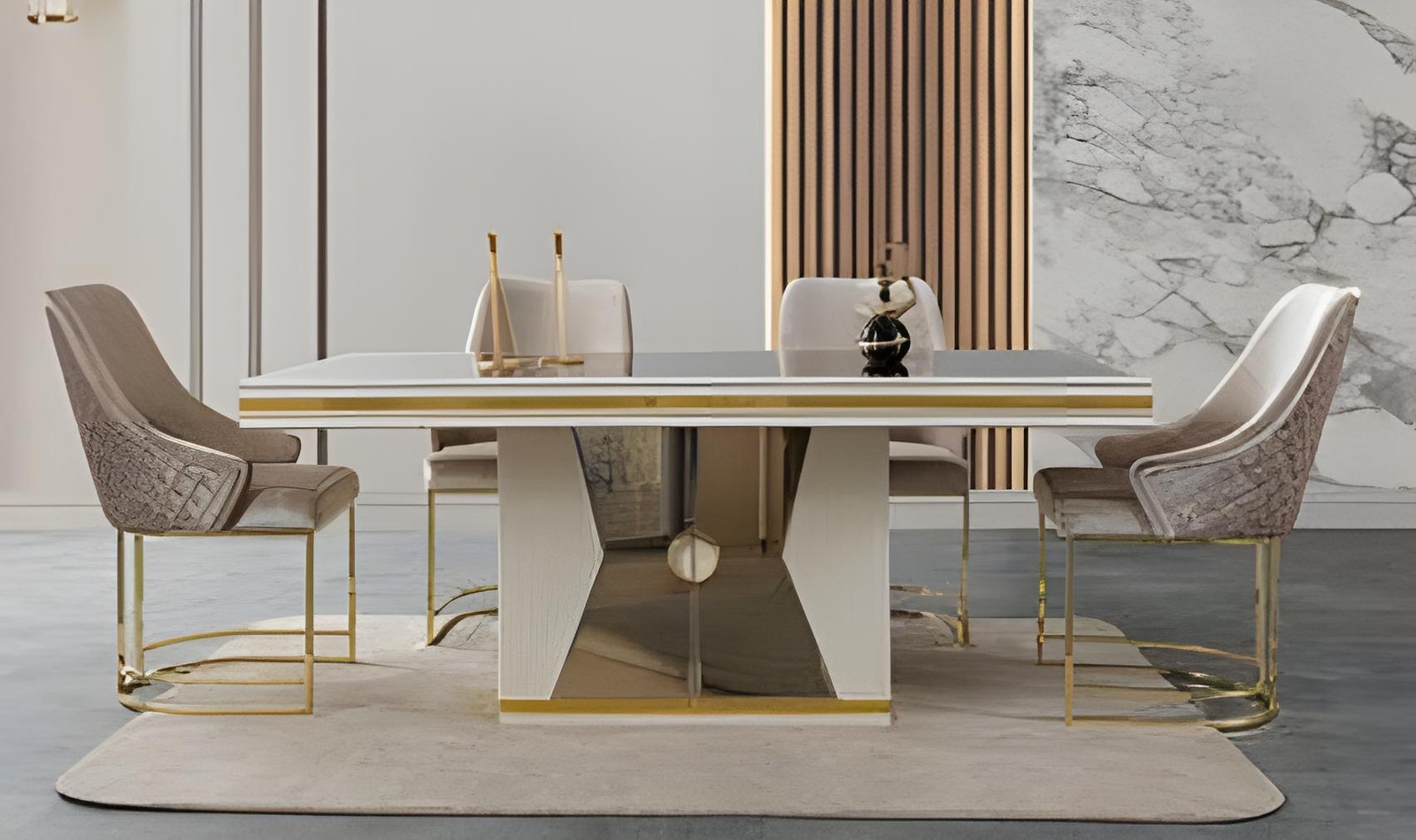 Moderne eetkamer set met exclusieve stoelen van AEA