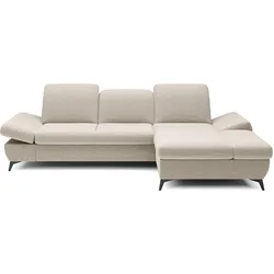ECKSOFA FELICE R-S Creme Geflochtener Stoff mit Schlaffunktion