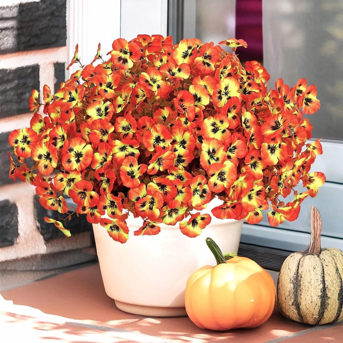 ShopVlot 12 stuks kunstbloemen herfstdecoratie oranje en zwart