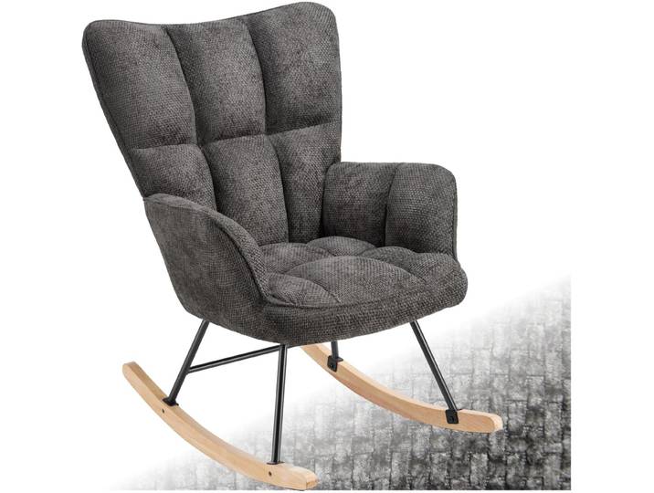 Fauteuil à bascule TORVE rembourré - Chenille anthracite