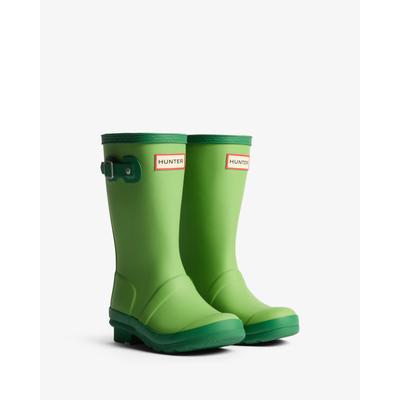 Gummistiefel HUNTER "JUNIOR ORIGINALS BOOT", Mädchen, Gr. 32, grün, Synthetik, Schuhe Gummistiefel, wasserdicht, mit reflektierenden Details