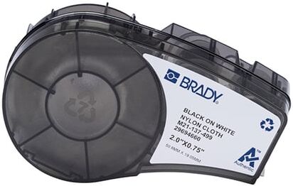 Brady M21-137-499 fita de tecido naylon preto sobre branco 50,80 mm x 19,05 mm