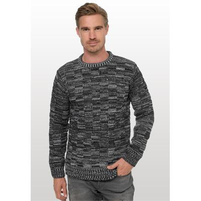 Strickpullover RUSTY NEAL, Herren, Gr. L, schwarz, 70% Polyacryl, 30% Baumwolle, unifarben, normal, Rundhals, Pullover Strickpullover, mit dezenter Musterung und Strick-Design