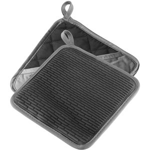 Westmark Topflappen 15512270, Baumwolle und Silikon, grau schwarz, 20 x 20 cm, rutschfest, 2 Stück