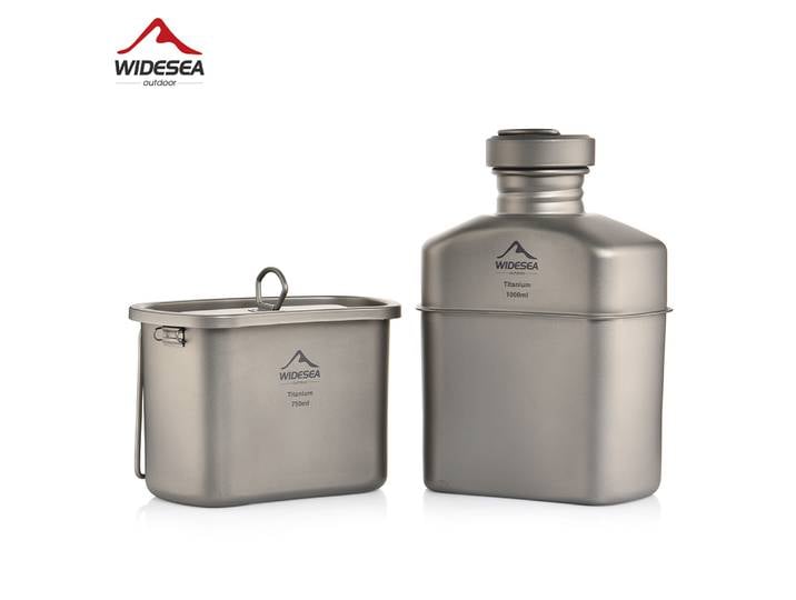 Widesea – boîte à déjeuner en titane, Camping, bouteille d'extérieur, ustensiles de cuisine, tasse, vaisselle de voyage, bol, équipement de Pot de cuisine touristique
