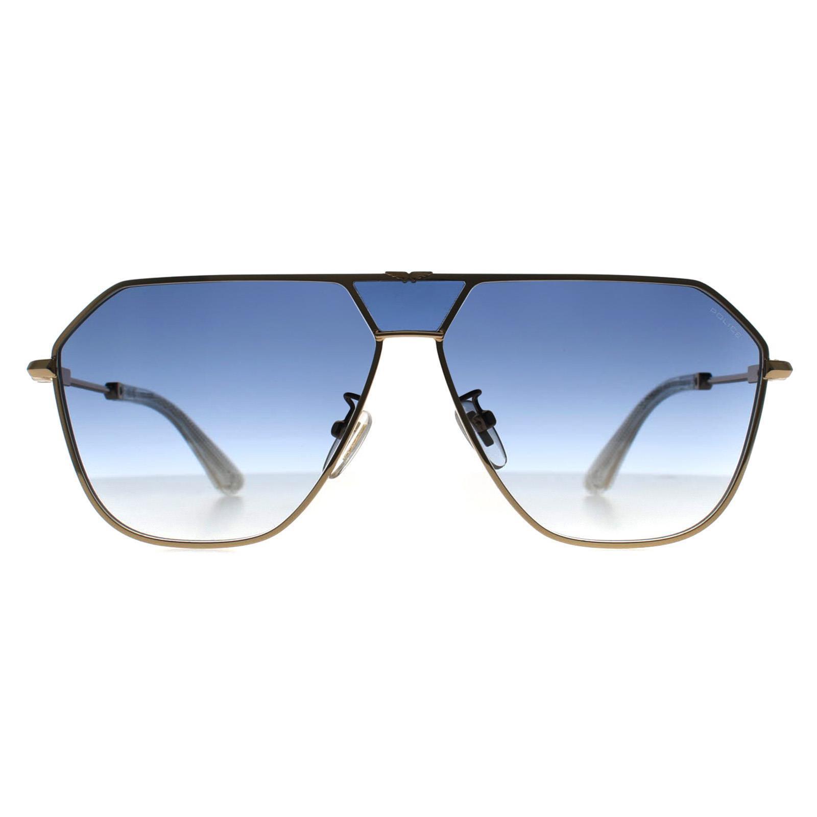 Police Aviator Heren Glimmend Roze Goud Blauw Gradiënt SPLL89 Horizon 8