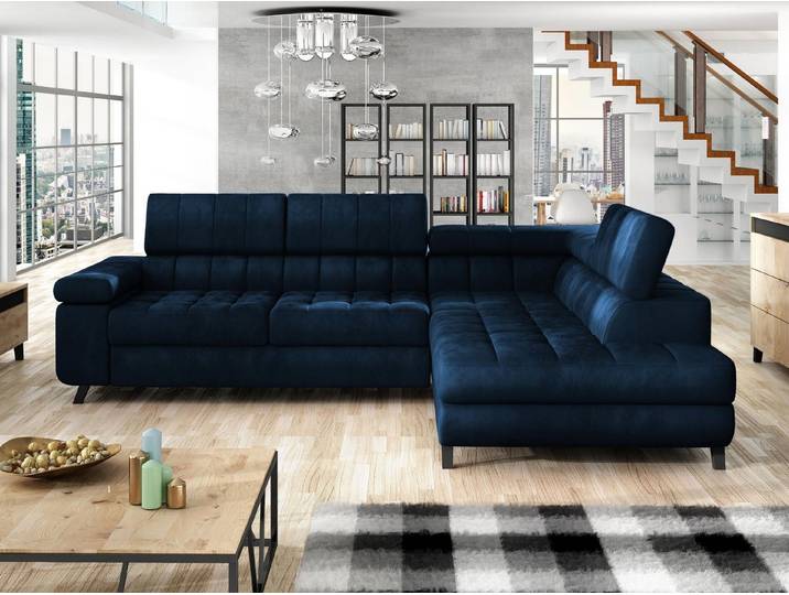 MIRJAN24 Ecksofa Nord, mit Bettkasten und Schlaffunktion, Typs L , Einstellbare Kopfstützen, 264x203x73 cm