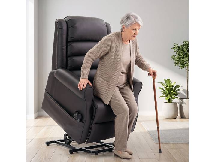 HOMCOM Fauteuil Releveur Électrique Massage Chauffant Cuir PU Brun