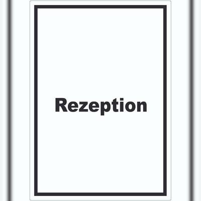 HB-Druck Rezeption Aufkleber mit Text Anmeldung Eingang hochkant A0 (841x1189mm)