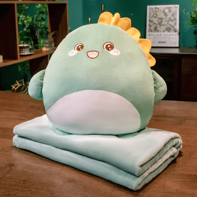 Inspire Curations Cute Toast 3 In 1 Pillow Blanket With Hand Warmer green 80x100m