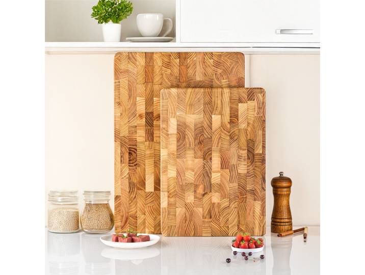Planches à découper en bois de teck pour la cuisine, grande planche à découper en bois avec poignées cachées, planche à charcuterie en bois pour la viande