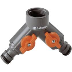 GARDENA 938-20 Kunststoff 2-Wege-Verteiler 24,2 mm (3/4) IG, Steckkupplung mit Regulierventil