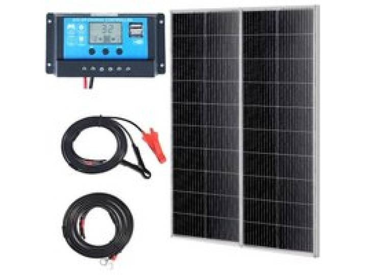 VEVOR 200W Solarpanel 2er-Set 12V monokristallinen Solarmodul plus Laderegler 16,66A Solaranlage Umwandlungsrate von 23 % Kompatibel mit AGM-, GEL-, FLD-, LI-Batterien Ideal für Wohnmobile Yachten Zuh