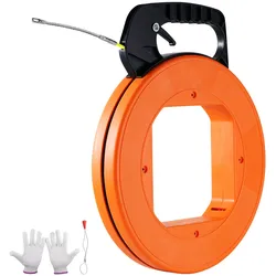 VEVOR Einziehhilfe, 60,96 m x  4,7 mm, Fiberglas-Drahtzieher mit optimiertem Gehäuse & Griff, benutzerfreundliches Kabelziehwerkzeug, Einziehspirale für Wand- & Elektroleitungen, nicht leitend