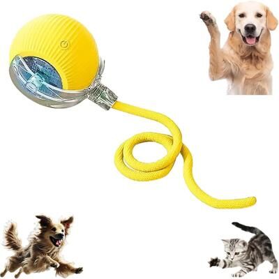 Happy Pet Pantry Smart Chase Tail Ball Interactive Cat & Dog Toy yellow Pet Ball Toy