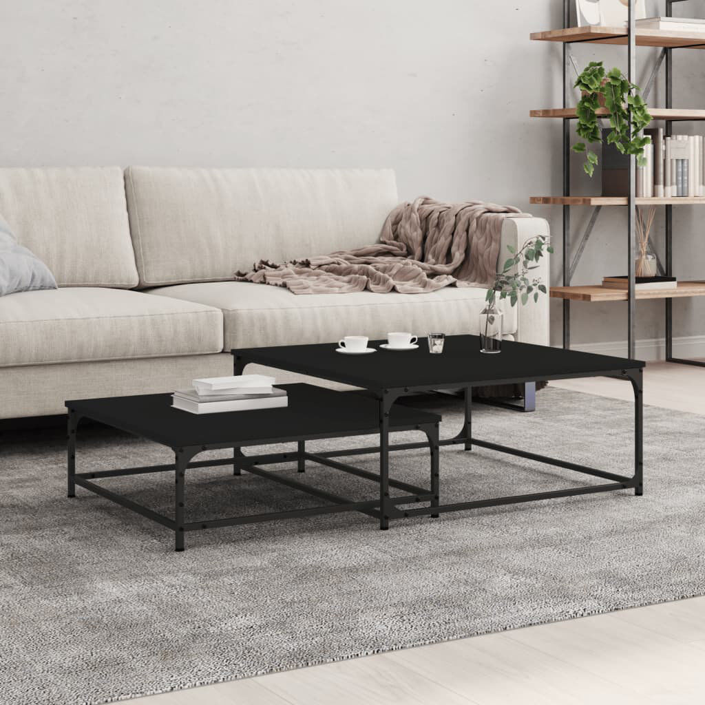 Borough Wharf vidaXL Nesting Coffee Tables Telephone Table End Table Engineered Wood Black
