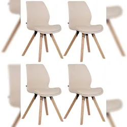 Proregal CHEFGASTRO 4er-Set Esszimmerstuhl MALIBU Kunstleder HxBxT 87,5x49x58cm Creme Küchenstuhl