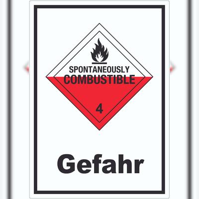 HB-Druck Aufkleber Selbstentzündliche Stoffe Gefahr Spotaneously Combustible A3 (297x420mm)