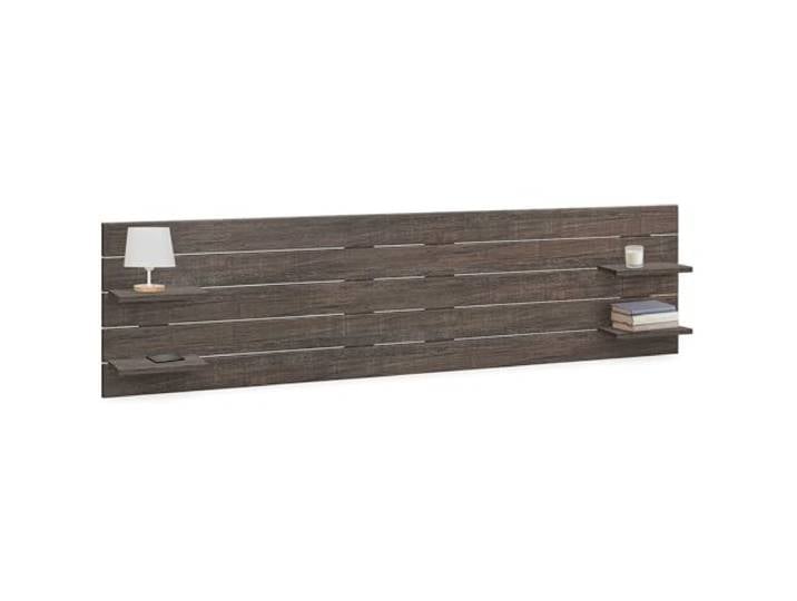 DHOME Kopfteil aus recyceltem MDF Holz mit Regalböden im Palettenstil Nachttischbretter Nordisch Design Inklusive Wandbefestigungen (Horizontalee Palette, Eiche Amazonas, 270cm)
