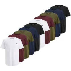 JACK&JONES Herren T-Shirt, 10er Pack - JPRBLABRODY TEE CREW NECK 10PK, Kurzarm, Rundhals, Baumwolle Blau/Grün/Rot/Weiß / L