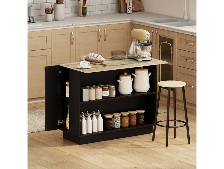 HOMCOM Desserte Cuisine Bois Noir 105x60cm