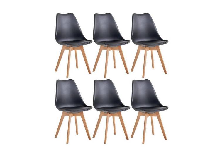 LuxusKollektion Esszimmerstuhl Esszimmerstühle 6er Set Küchenstühle Bürostühle Schwarz 6er-Set