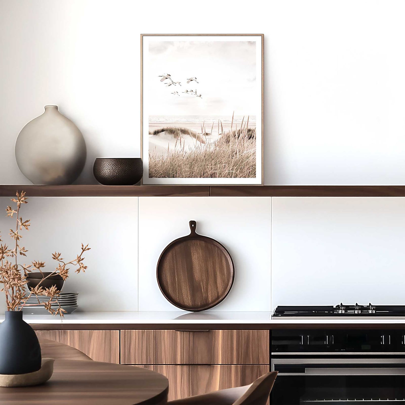 home24 Kunstprint Ginkgoblad MDF beige, 40 x 50 x 1 cm