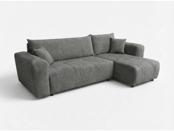Dunkelgraues Ausziehbares Ecksofa SORELA, beidseitig + 2 Kissen gratis