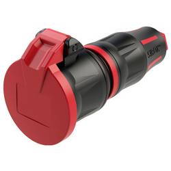 SiRoX®Profi Schutzkontakt-Kupplung mit Klappdeckel, Vollgummi, IP54, schwarz/rot 802.511.04