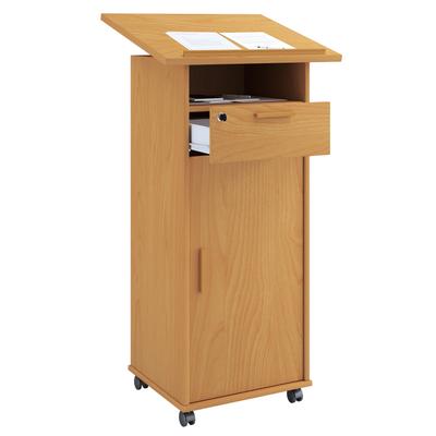 Bürowagen VCM "Holz Stehpult Rednerpult Stehtisch Rollen Melta T", braun (buche), B:60cm T:50cm, Tische, Bürowagen