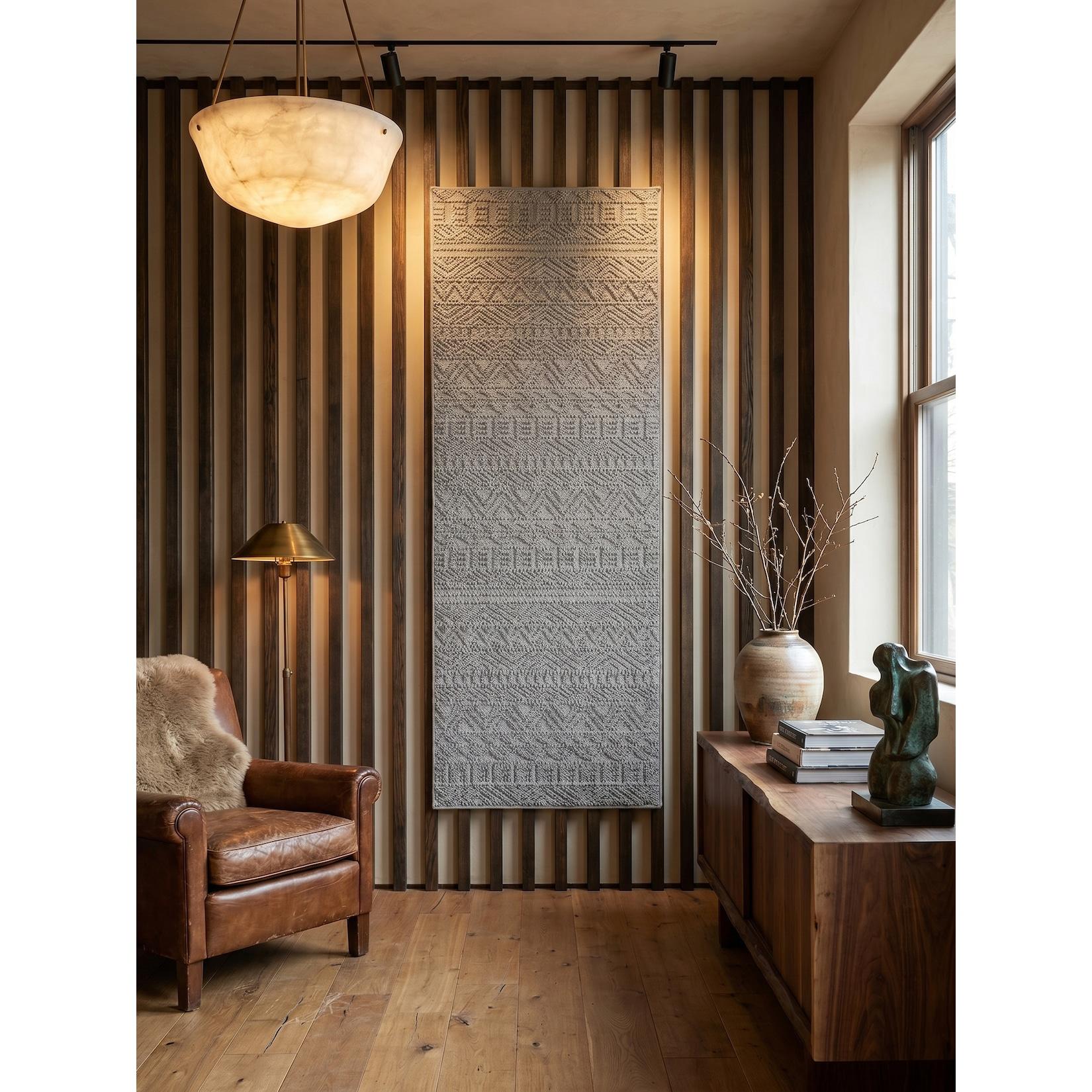 Flachgewebe-Teppich Ethno Silber 80x250 cm Ethno-Streifen