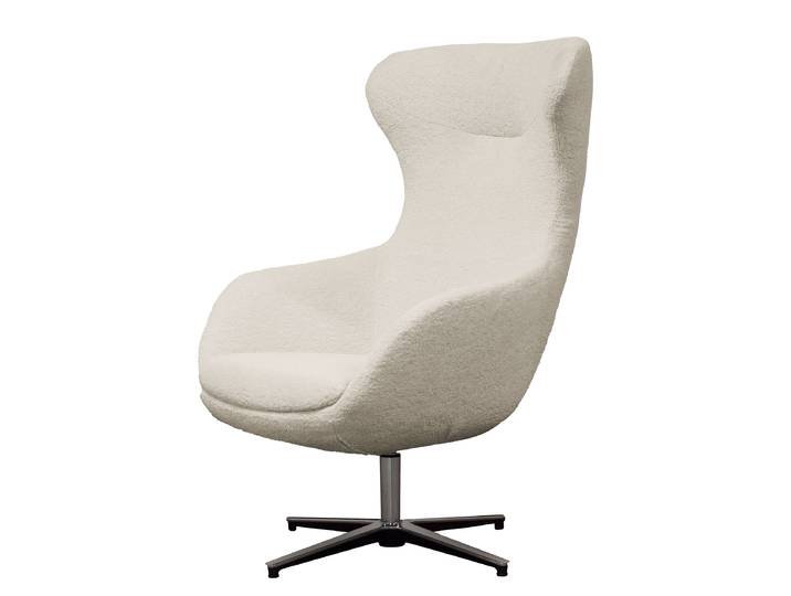 Sessel Weiß Bouclé Stoff Bodil ohne Hocker 76 x 117 x 74cm
