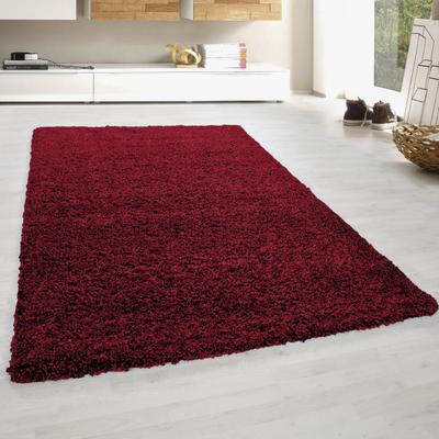Hochflor-Teppich BRUNO BANANI "Shaggy Soft", rot (crimson), B:80cm H:30mm L:80cm, Kunstfaser, Teppiche, gewebt, Uni Farben, besonders weich und kuschelig, Kundenliebling