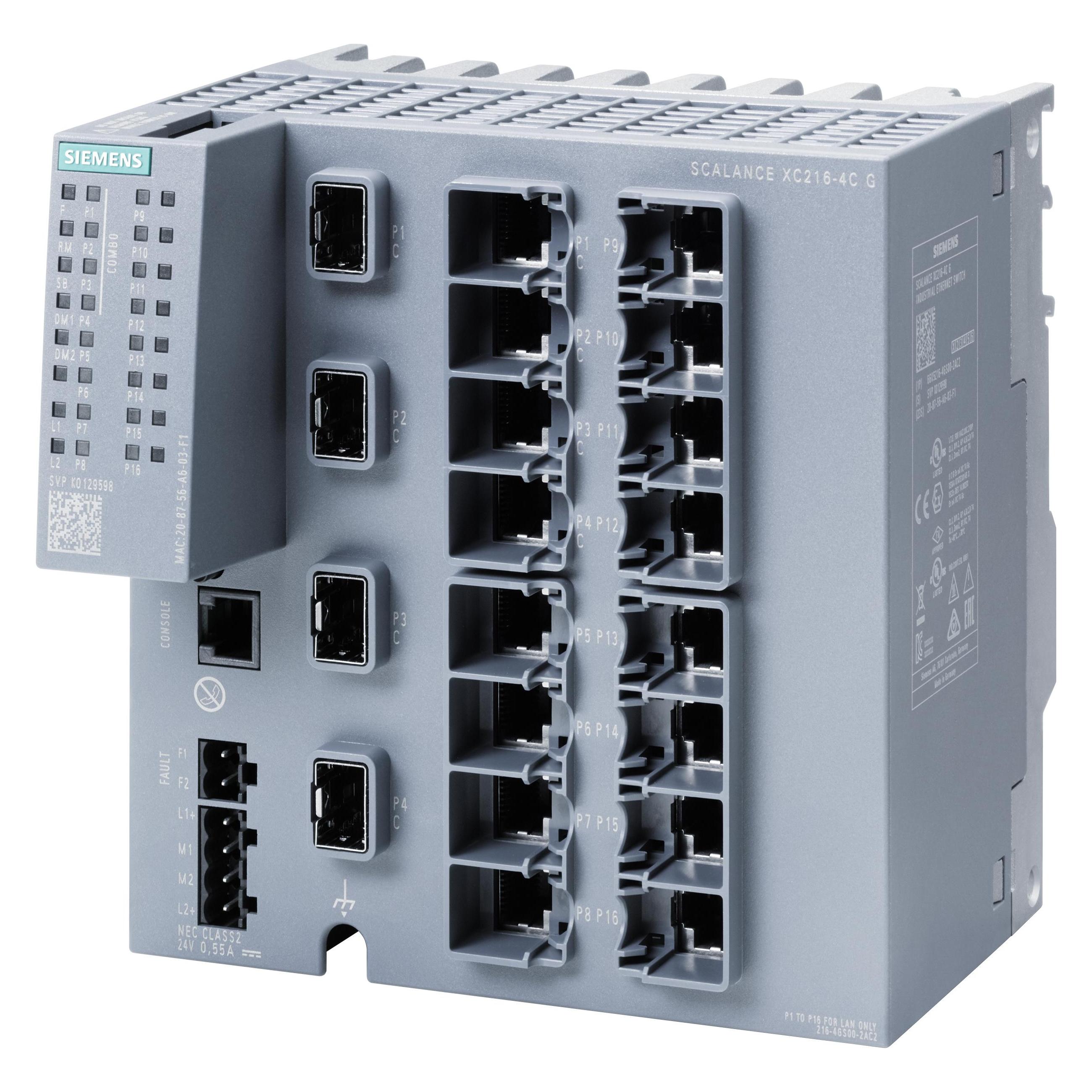Siemens Industrial Ethernet Switch, RJ45-Anschlüsse 16, Glasfaseranschlüsse 4SFP, 1Gbps, Layer 2 Managed (16 Ports) (6GK5216-4GS00-2TC2)