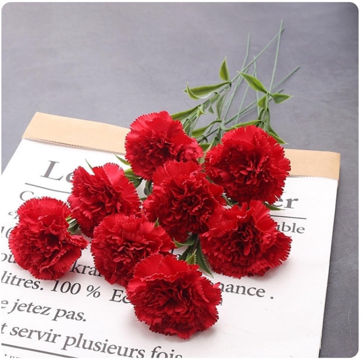 Set van 10 kunstbloemen anjers voor decoratie