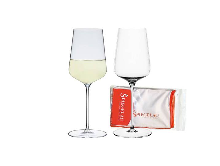 Champagnerglas SPIEGELAU Weißweingläser + Poliertuch Definition 430 ml 2er Set transparent , bunt (transparent), Glas, Trinkgefäße, Champagnerglas
