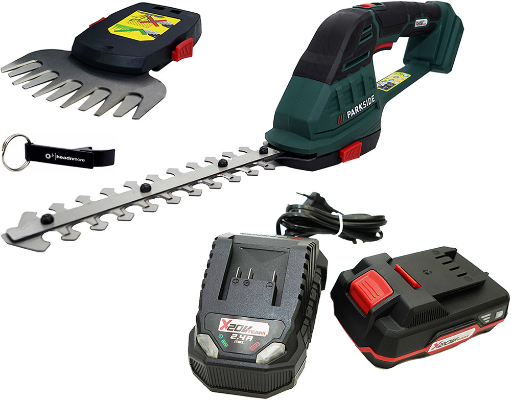 PARKSIDE 20V 2-in-1 accu-heggenschaar en grasmaaier inclusief accu van 2 Ah, oplader van 2,4 A en opbergkoffer