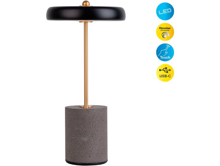 NÄVE Tischleuchte SETA Tischlampe H: 30 cm , schwarz, Ø 15cm H: 30cm, 1 Stk., Leuchten, Dimmbar per Berührungssensor, Tischleuchte