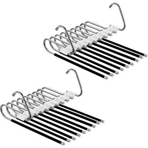 Relaxdays Hosenbügel 1005198946, aus Edelstahl, Mehrfachbügel mit rutschfestem Bezug, schwarz, 33cm, 2 Stück