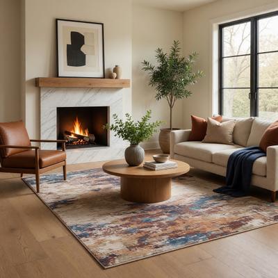 MDA Rug Imports MDA Rugs Roma Collection Beige/Blue Abstract Modern Area Rug